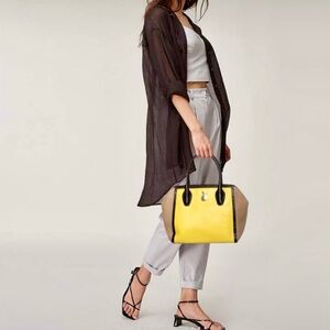 Furla Genuine Leather Tri Colored Tote Bag Purse